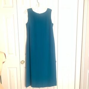 Talbots Pure Silk Teal Sleeveless Shift dress Petite 10